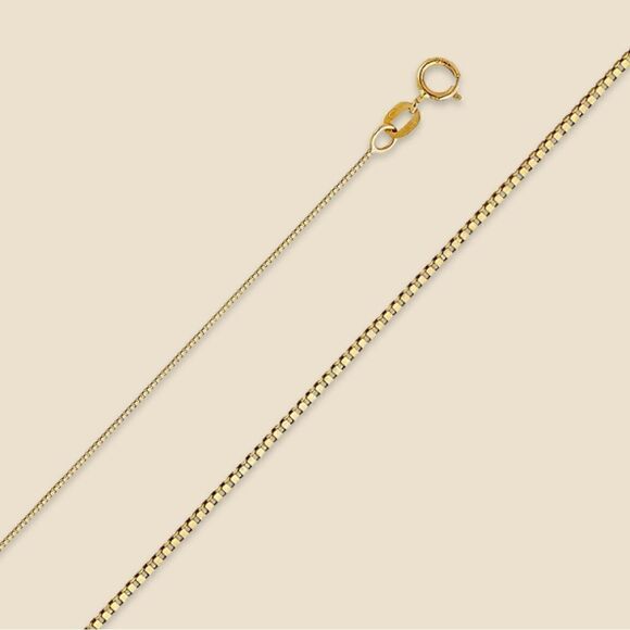 14k Solid Gold Box chain | 0.6 mm thick | 22” long Real Gold chain | Gift | - Picture 1 of 6